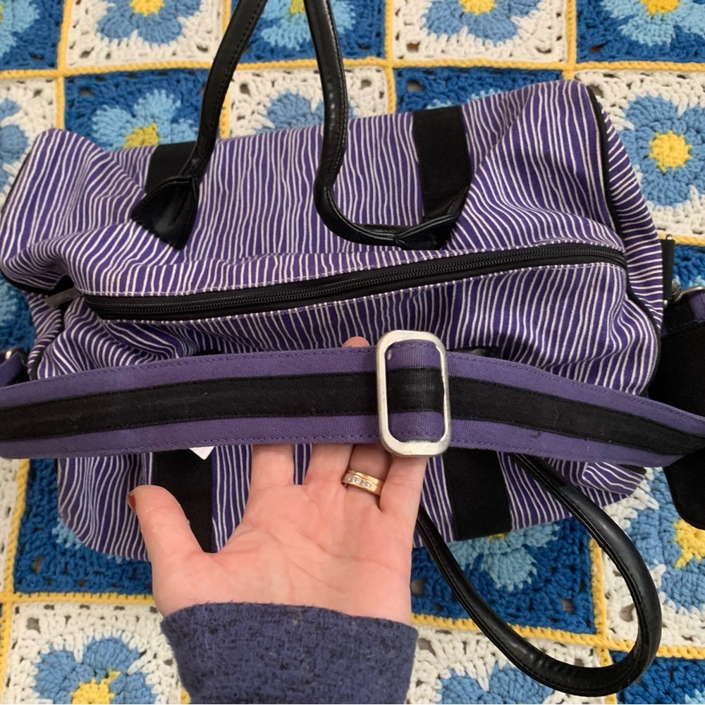 Ame & LuLu Purple Striped Women’s Tote Duffle Bag